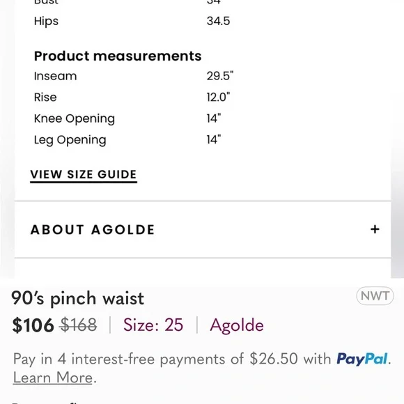 Agolde Blue Straight Leg Jeans High-Rise